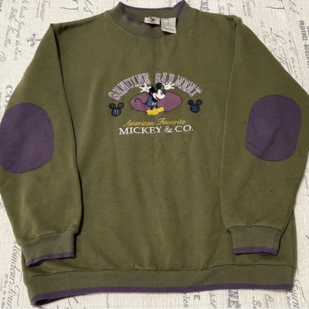 Green and Purple Disney Crew Neck Sweater with Ribbed Details